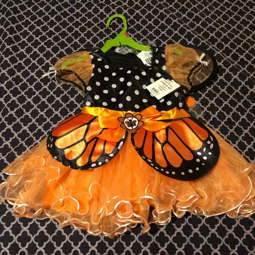 SEASONS Infant Toddler BUTTERFLY Costume 12-18 Months HEADBAND DRESS WINGS K36